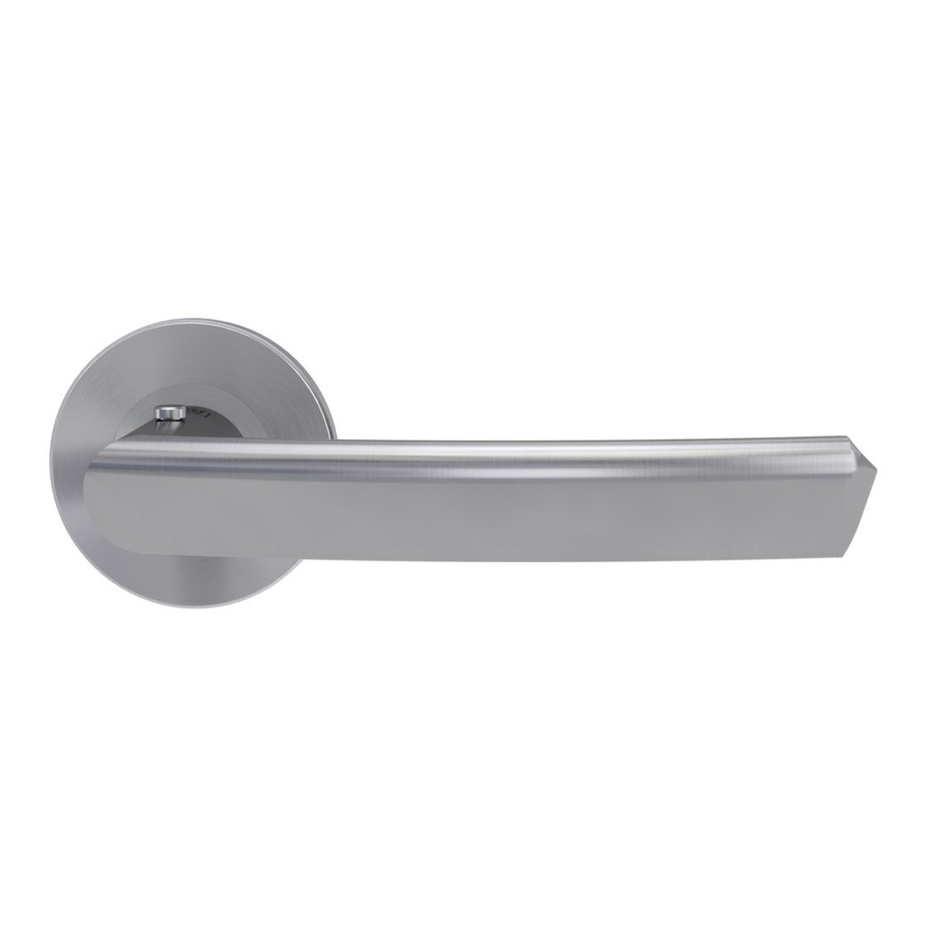 Deurgreeppaar CRYSTAL Schroefsysteem rozetten rond smart2lock 2.0 R RVS mat