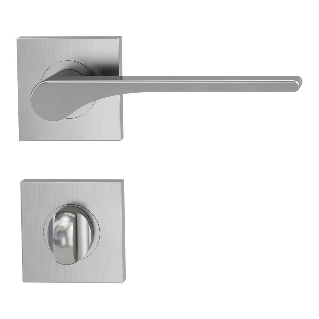 Deurgreeppaar LEAF LIGHT Schroefsysteem GK4 rozetten hoekig WC fluweelgrijs