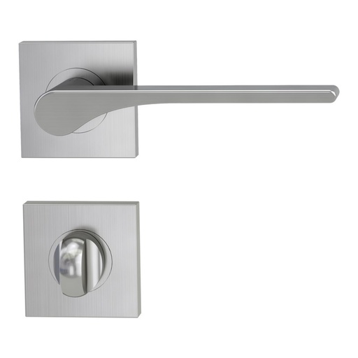 [BAUZULEAF_3WC] Deurgreeppaar LEAF LIGHT Schroefsysteem GK4 rozetten hoekig WC fluweelgrijs