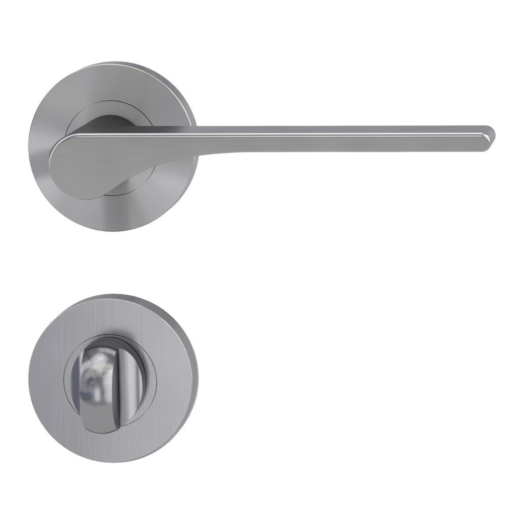 Deurgreeppaar LEAF LIGHT Schroefsysteem GK4 rozetten rond WC fluweelgrijs