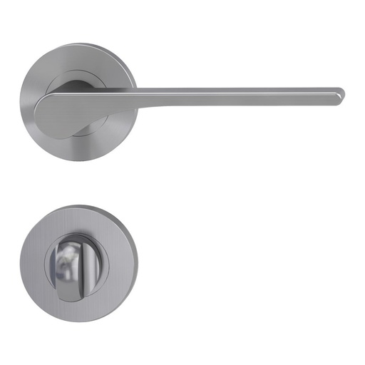 [BAUZULEAF_WC] Deurgreeppaar LEAF LIGHT Schroefsysteem GK4 rozetten rond WC fluweelgrijs