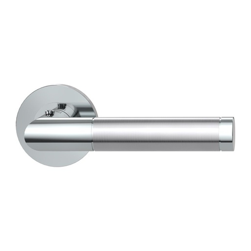 [BAUZUB281_DR] Deurgreeppaar LOREDANA PROF Schroefsysteem rozetten rond smart2lock 2.0 R RVS gepolijst-mat