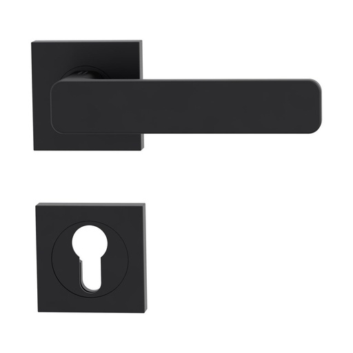 [BAUZUMINIS_3PZ] Deurgreeppaar MINIMAL MODERN Schroefsysteem GK4 rozetten hoekig Profielcilinder grafietzwart
