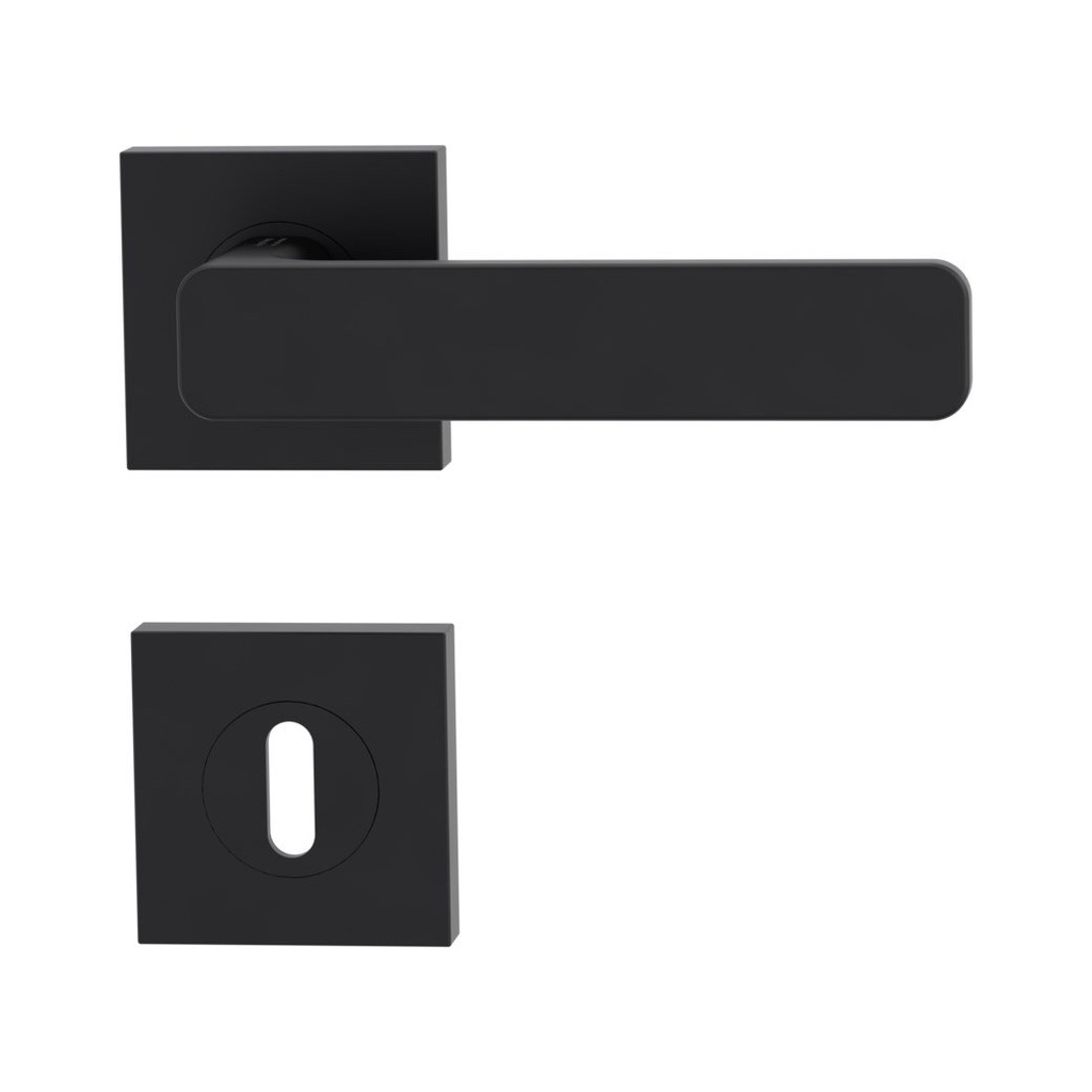 Deurgreeppaar MINIMAL MODERN Schroefsysteem GK4 rozetten hoekig Sleutelrozet grafietzwart
