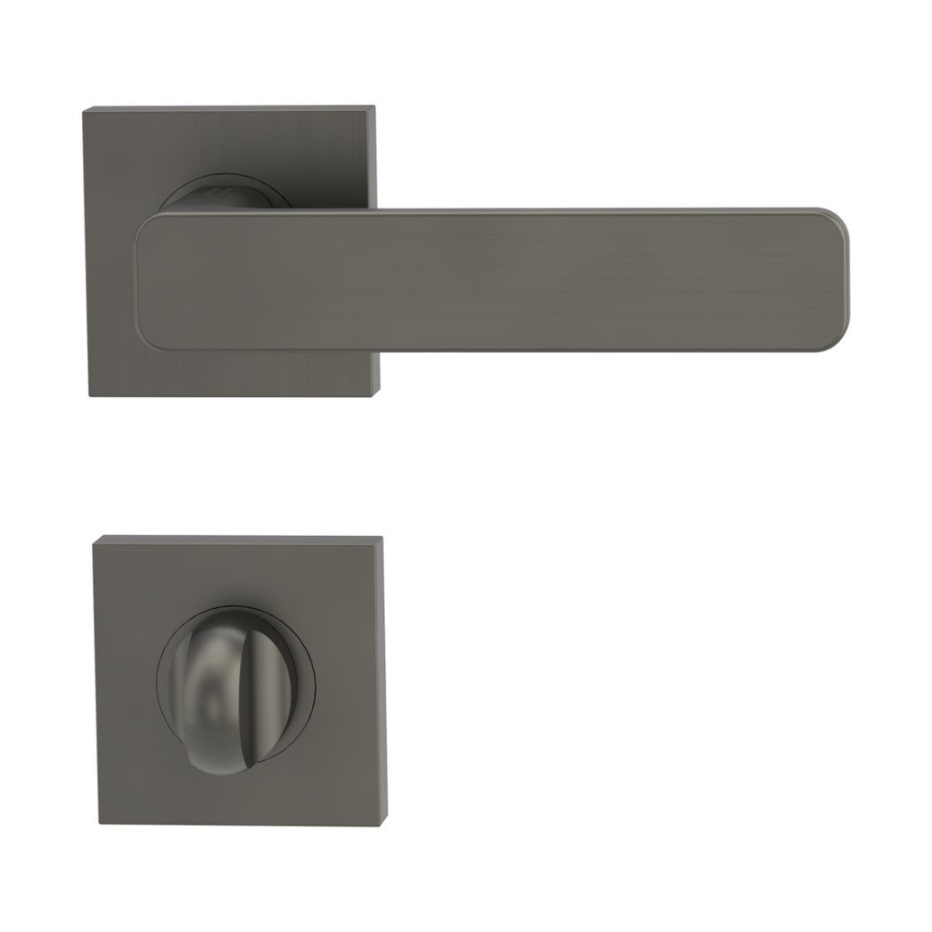 Deurgreeppaar MINIMAL MODERN Schroefsysteem GK4 rozetten hoekig WC kasjmiergrijs