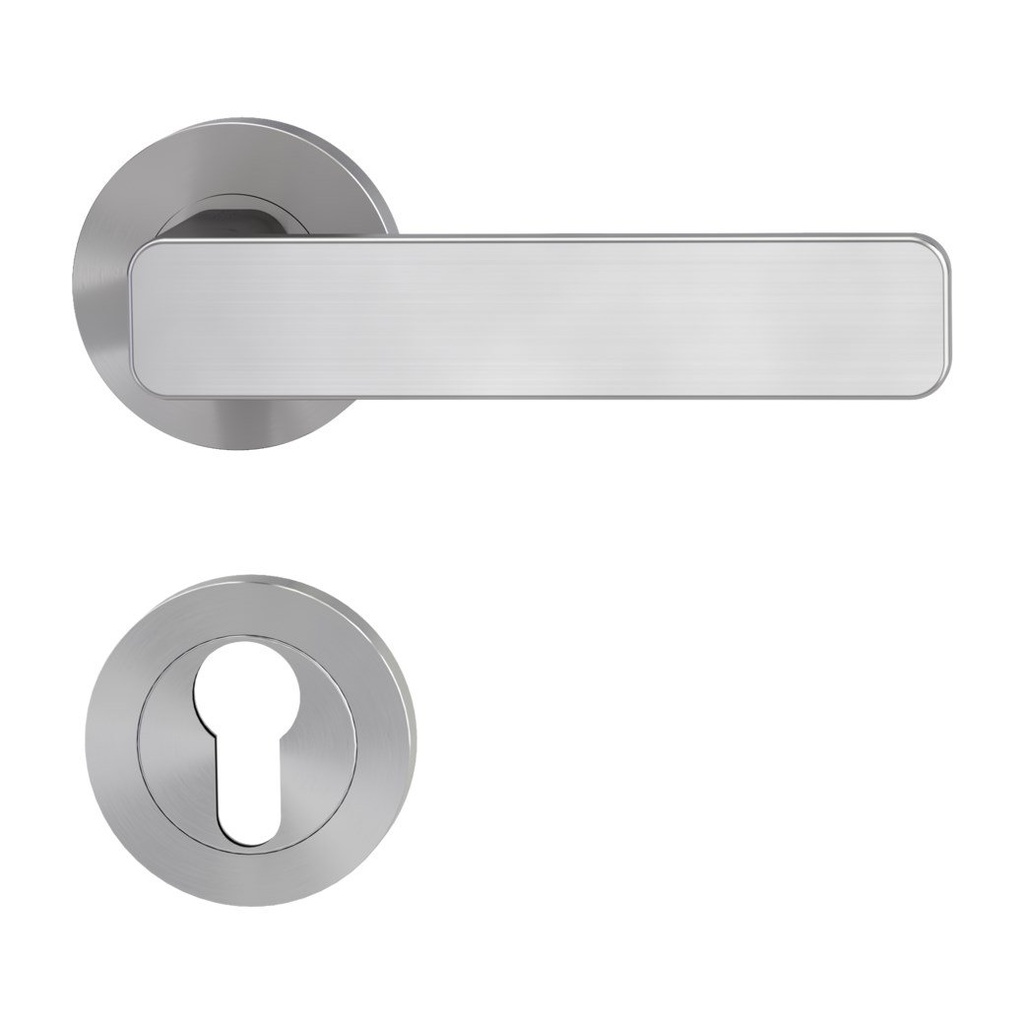 Deurgreeppaar MINIMAL MODERN Schroefsysteem GK4 rozetten rond Profielcilinder fluweelgrijs