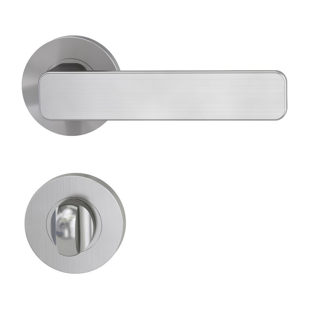 Deurgreeppaar MINIMAL MODERN Schroefsysteem GK4 rozetten rond WC fluweelgrijs