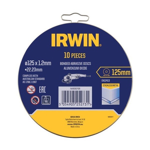 [WERIR8082106] IRWIN Blik doorslijpschijfven metaal 10 stuks - 125x1,2mm