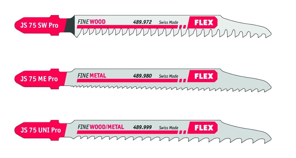 FLEX decoupeerzaagblad assortiment SJ 75 Pro voor hout, metaal, demontage VE: 3 st 490008