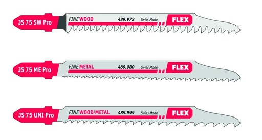 [ZUBF490008] FLEX decoupeerzaagblad assortiment SJ 75 Pro voor hout, metaal, demontage VE: 3 st 490008