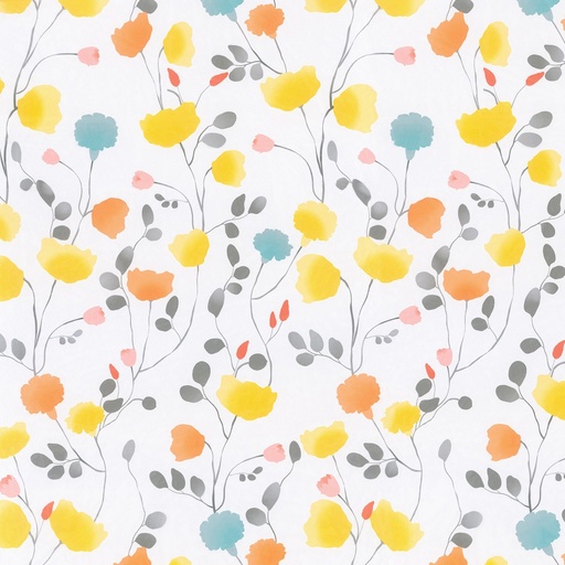 [STO623330_367] Gordijnstof Happy gelb-türkis 300 A 100 x 80 | 623330 kleur 367