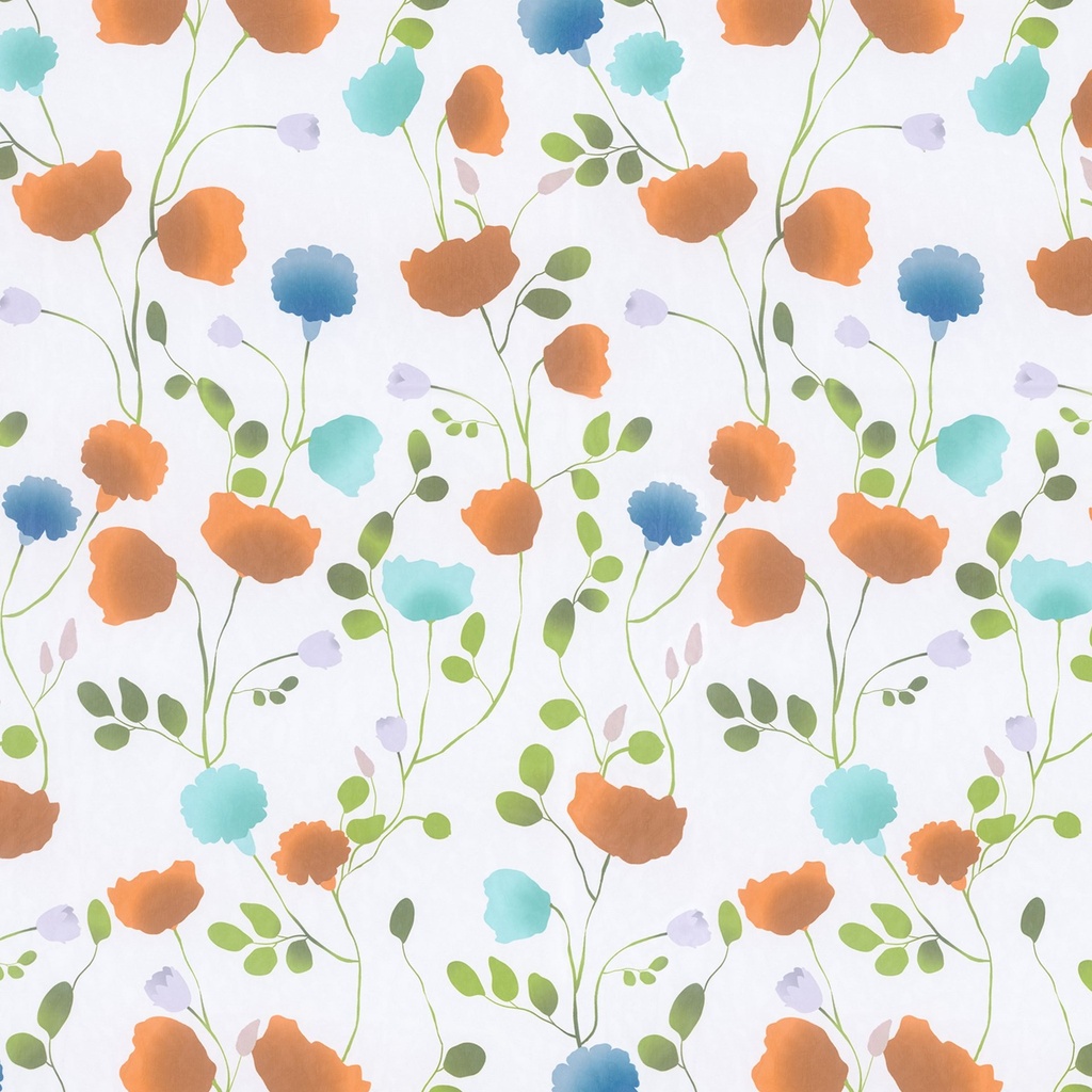 Gordijnstof Happy orange-türkis 300 A 80 x 80 | 623330 kleur 475
