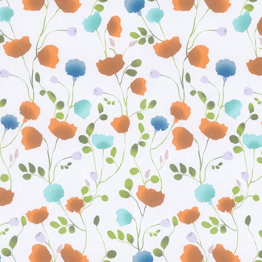 [STO623330_475] Gordijnstof Happy orange-türkis 300 A 80 x 80 | 623330 kleur 475