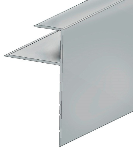 [AUSPANS002_010] JOKA PARO Akustik Alu F-Eindprofiel voor vlakke montage PPF001 Edelstaalmat 20x50mm 3,05mtr