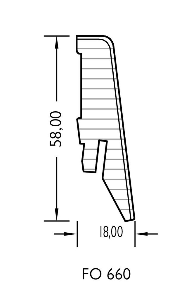 JOKA Plint 18x58mm folie (FO) profiel #660 FO8860 FO EI589 660 2400x18x58mm