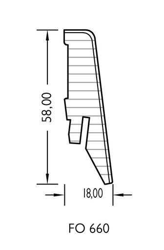 [PAR1901460_F885] JOKA Plint 18x58mm folie (FO) profiel #660 FO8860 FO FL885 2400x18x58mm