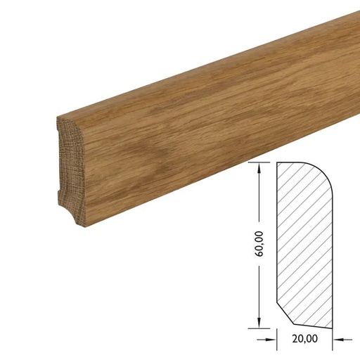 [PAR19018M2_6IEI] Plint massief MA EI10-Eiken 20x60mm#609_0492 2400x20x60mm
