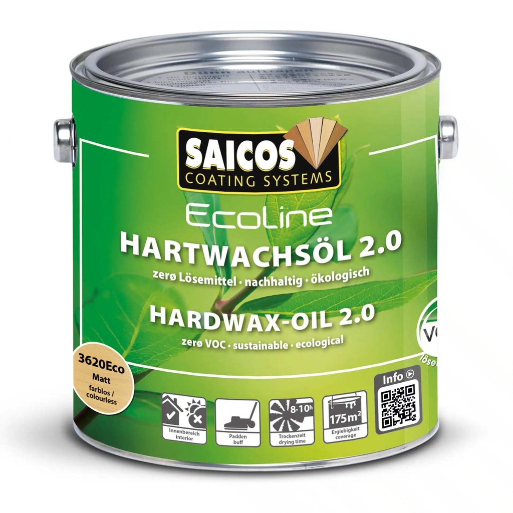 Saicos Ecoline Hardwax olie 2.0 Mat (3620) 0,75L
