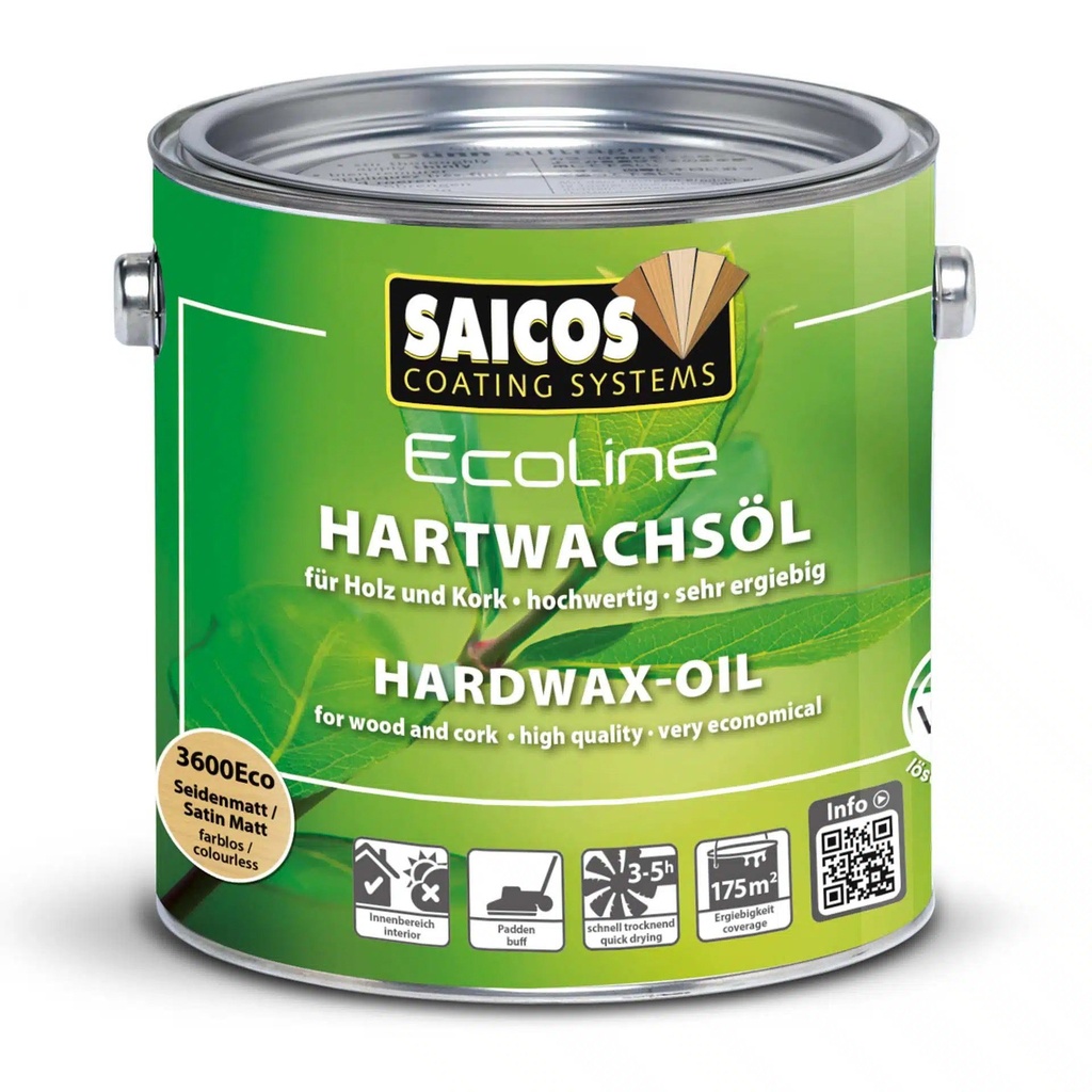 Saicos Ecoline Hardwax olie Blank zijdemat (3600 ECO) 0,75L