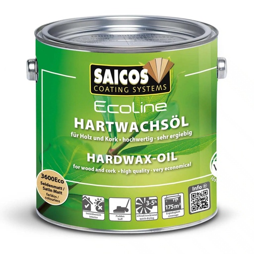 [ZUBSAHAR_001] Saicos Ecoline Hardwax olie Blank zijdemat (3600 ECO) 0,75L