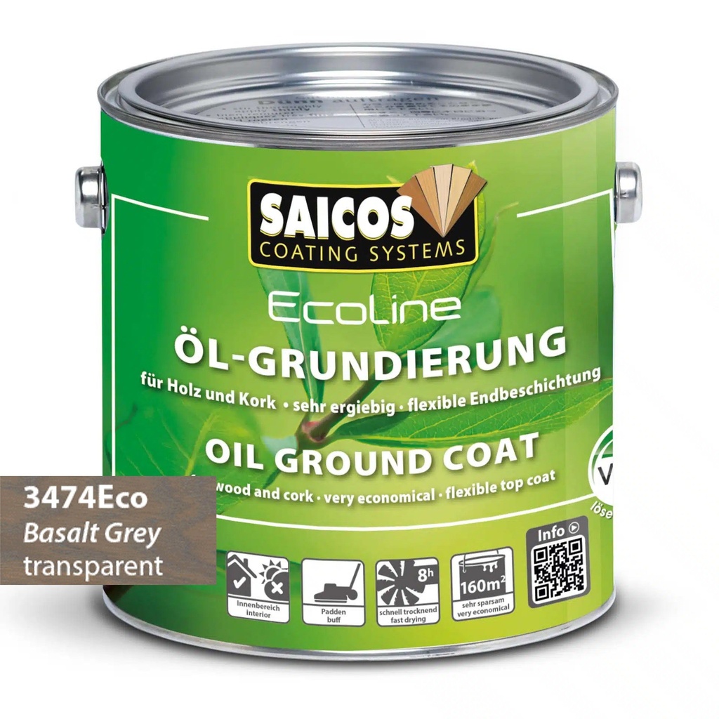 Saicos Ecoline Oil Ground Coat Basaltgrijs (3474) 0.75L