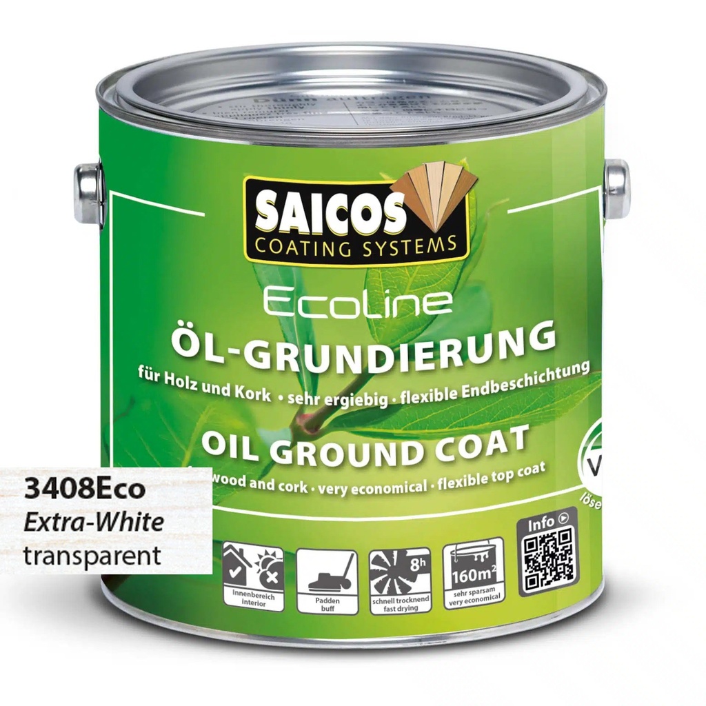 Saicos Ecoline Oil Ground Coat Extra White (3408) 0.75L