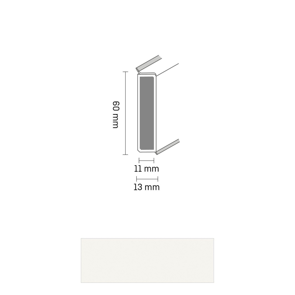 Cubu Decor 60/11 60mm 1013 weiß /white 250cm