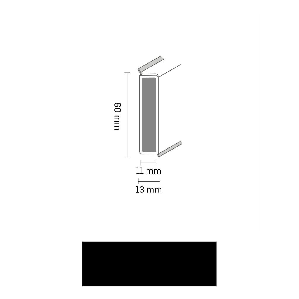 Cubu Decor 60/11 60mm 1144 (110) schwarz 250cm