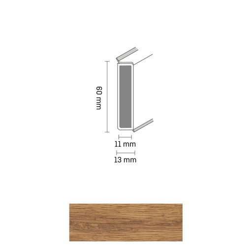 [ZUBDÖLK60C_0009] Cubu Decor 60/11 60mm 2339 eiche klassisch 250cm