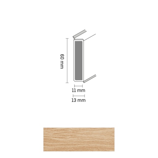 [ZUBDÖLK60C_0028] Cubu Decor 60/11 60mm 2365 eiche hell 250cm