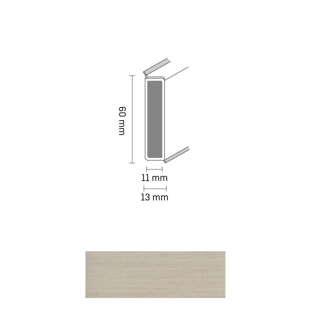Cubu Decor 60/11 60mm 2370 silbereiche 250cm