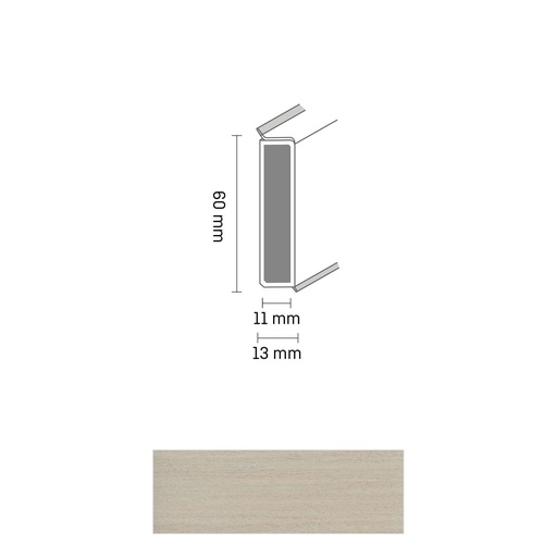 [ZUBDÖLK60C_0026] Cubu Decor 60/11 60mm 2370 silbereiche 250cm
