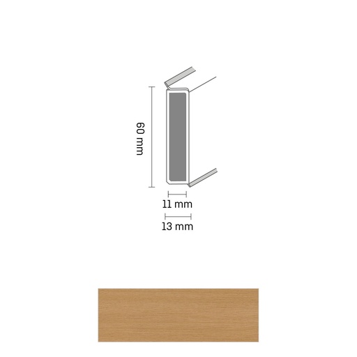 [ZUBDÖLK60C_2375] Cubu Decor 60/11 60mm 2375 eiche vinta 250cm