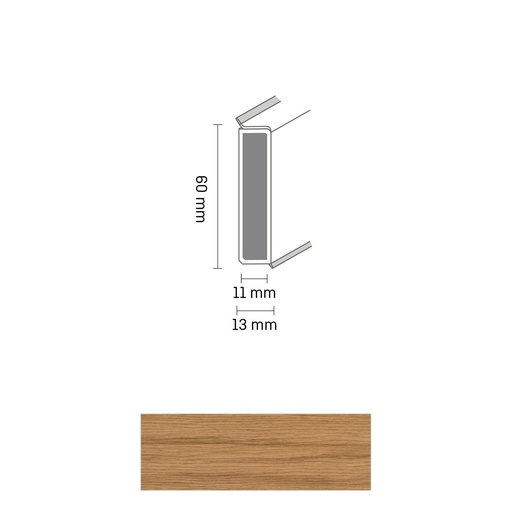 [ZUBDÖLK60C_0023] Cubu Decor 60/11 60mm 2424 natural oak 250cm