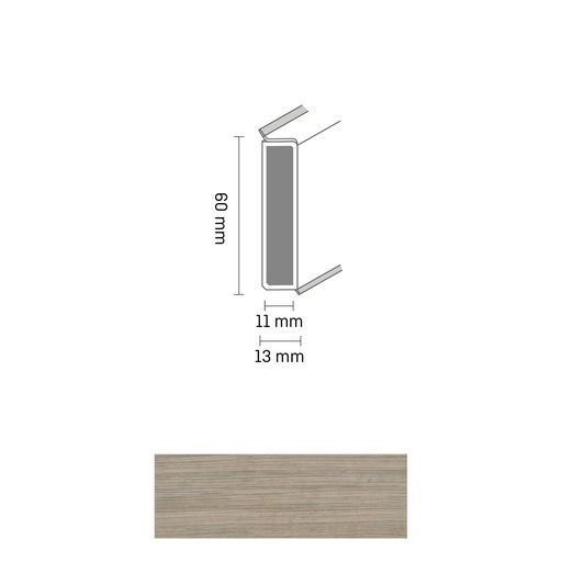 [ZUBDÖLK60C_0008] Cubu Decor 60/11 60mm 2580 grey cherry 250cm