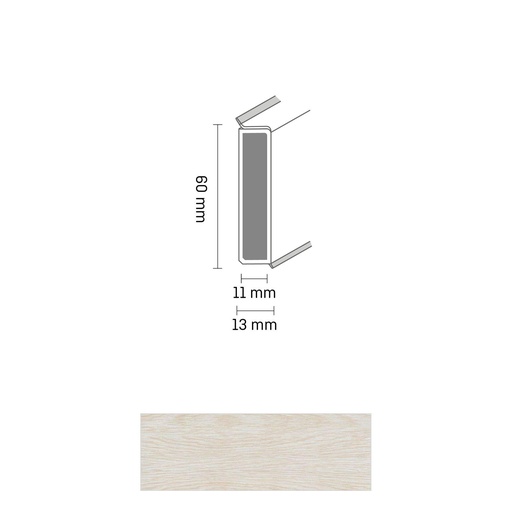 [ZUBDÖLK60C_0033] Cubu Decor 60/11 60mm 2629 alba oak snow 250cm