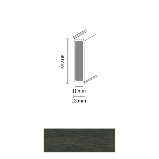 [ZUBDÖLK60C_2630] Cubu Decor 60/11 60mm 2630 Black oak 250cm