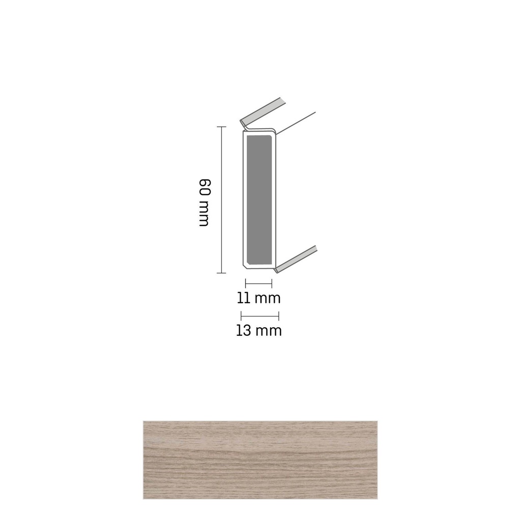 Cubu Decor 60/11 60mm 2660 Chene Gris 250cm