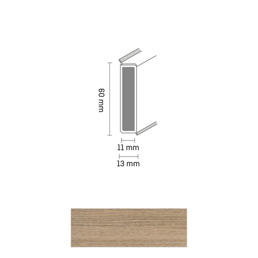 [ZUBDÖLK60C_0035] Cubu Decor 60/11 60mm 2661 chene naturel 250cm