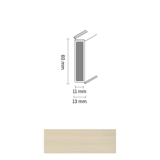 [ZUBDÖLK60C_2986] Cubu Decor 60/11 60mm 2986 white ash 250cm