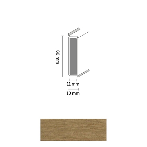 [ZUBDÖLK60C_2987] Cubu Decor 60/11 60mm 2987 Saffron Oak 250cm