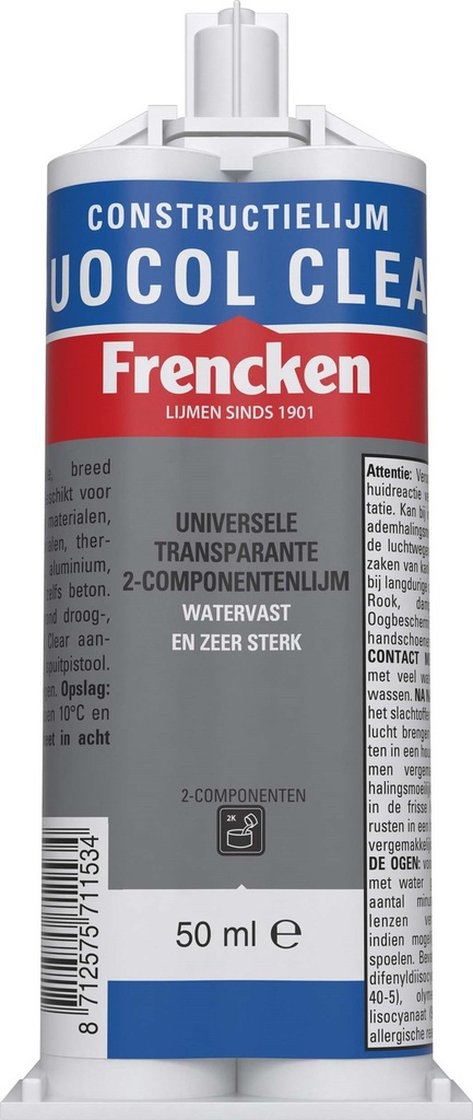 Frencken Constructielijm / Secondelijm 2K DuoCol Clear 50ml