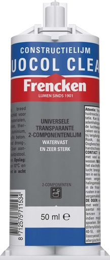 [KLEFRE125180] Frencken Constructielijm / Secondelijm 2K DuoCol Clear 50ml