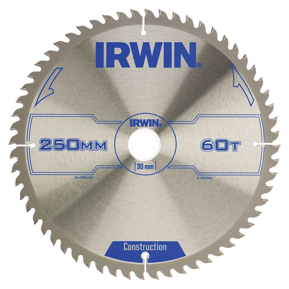 IRWIN Cirkelzaagblad T.C.T 250mm/60T- asgat 30mm