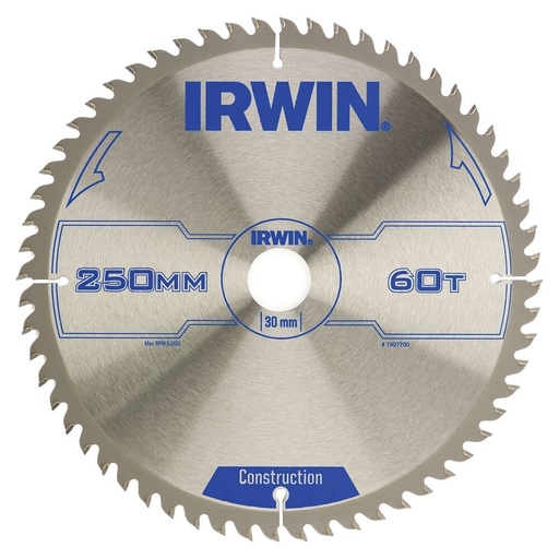 [WERIR1907700] IRWIN Cirkelzaagblad T.C.T 250mm/60T- asgat 30mm