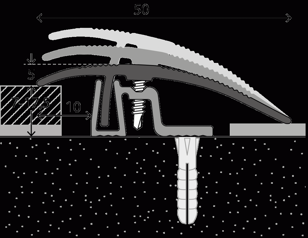 Aanpassingprofiel PS400 50mm 7-17,5mm Edelstaal opt. 270cm - nr. 402 4022309270