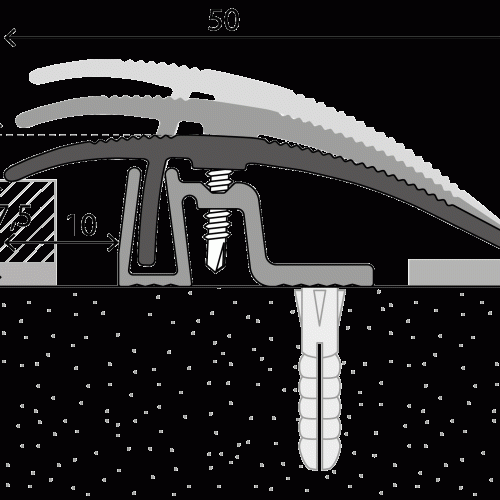 Aanpassingprofiel PS400 50mm 7-17,5mm Zilver 270cm - nr. 402 4022311270