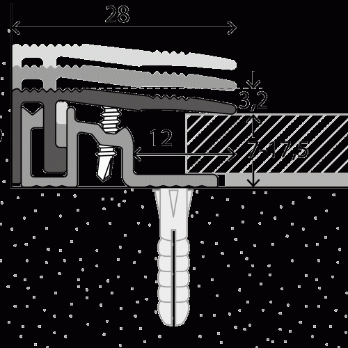 Afsluitprofiel PS400 28mm 7-175mm Zilver 270cm - nr. 404 4042311270