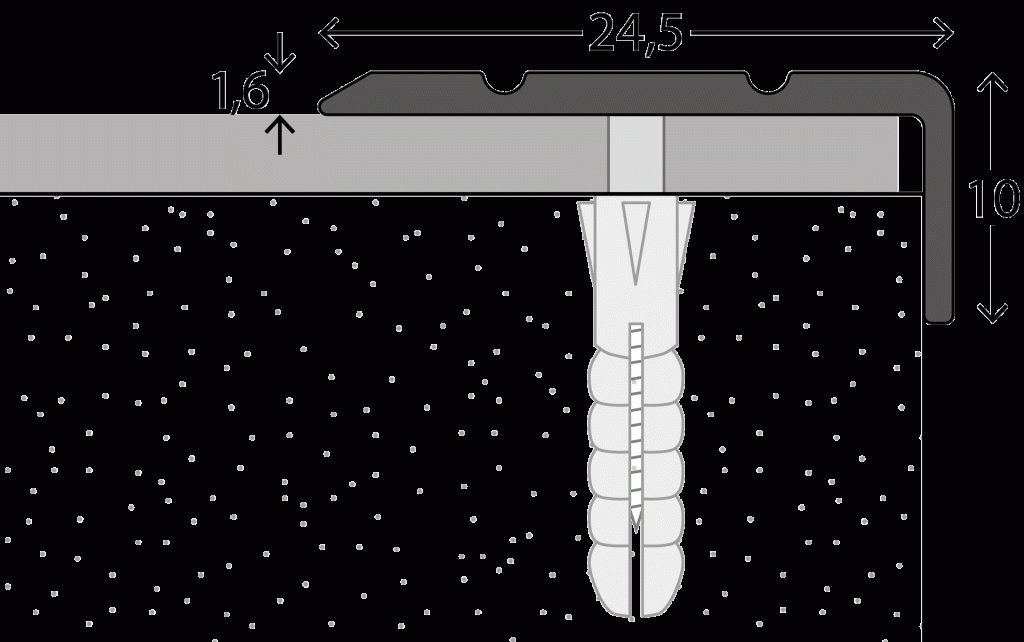 Hoekstrip 25x10 Zilver schroef 100cm Retail VPE - nr. 160 voorgeboord 1601311100