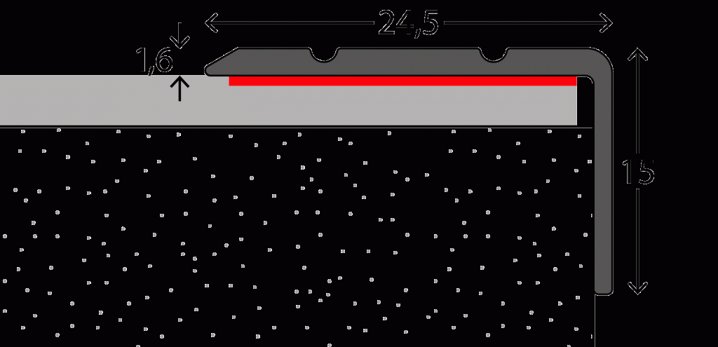 Hoekstrip 25x15 Zwart ZKL 10x300cm - nr. 161 1611432300